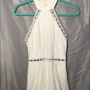 White Floral Lace Halter Dress